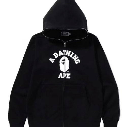 BAPE College Full Zip Hoodie Black Size XL Mens