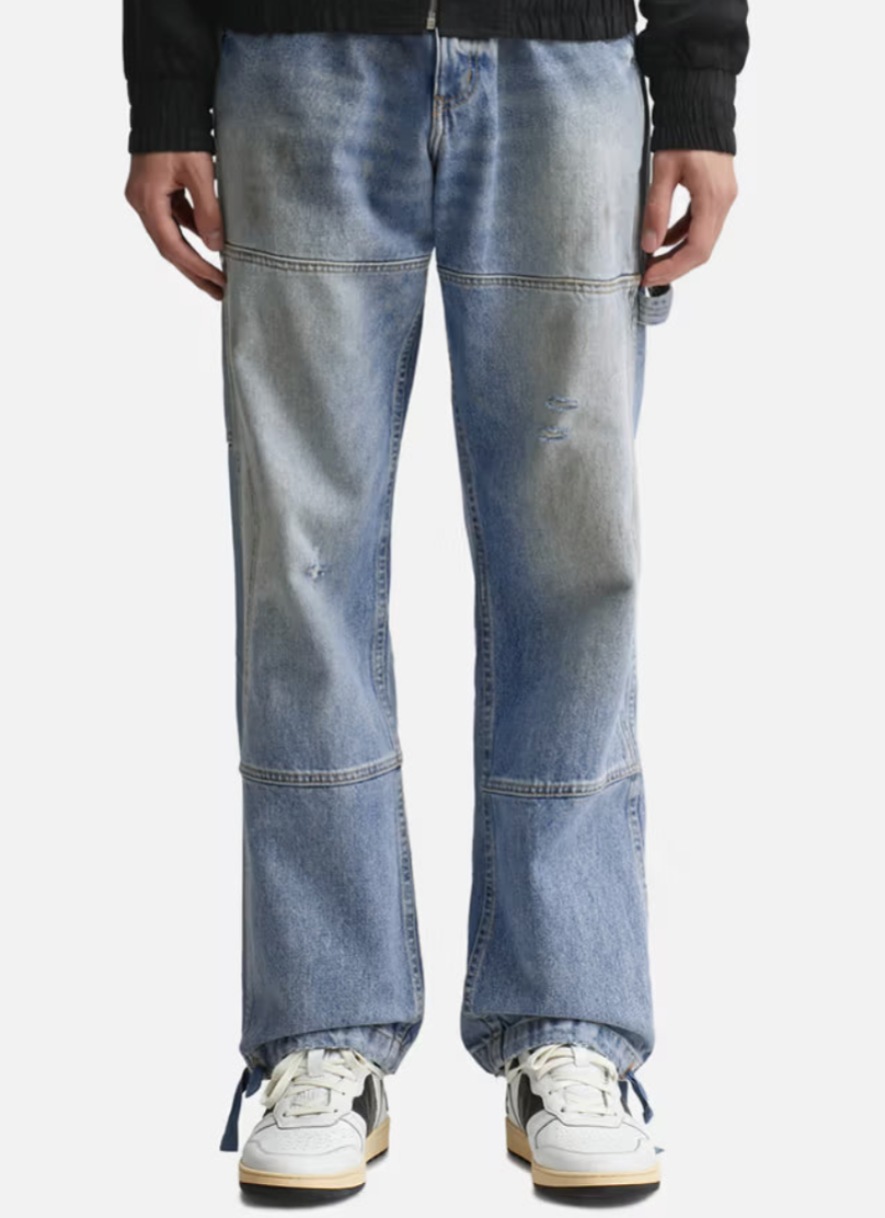 Rhude Reza Denim Double Knee Indigo Pants Mens Size XL MSRP:$975.00