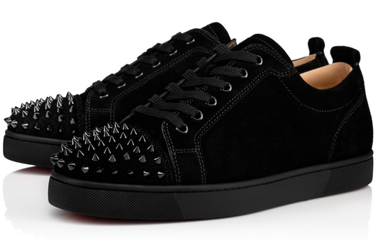 Christian Louboutin Spikes Flat Low-Top Mens Shoe Black Denim - Size 46EU / 13M