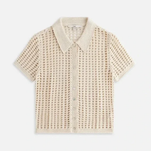 Kith Women's Rhea Knit Beige Polo Top Size XL