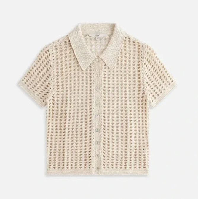 Kith Women's Rhea Knit Beige Polo Top Size XL