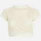 Kith Women's Rhea Knit Cream Cropped Tee Size Medium