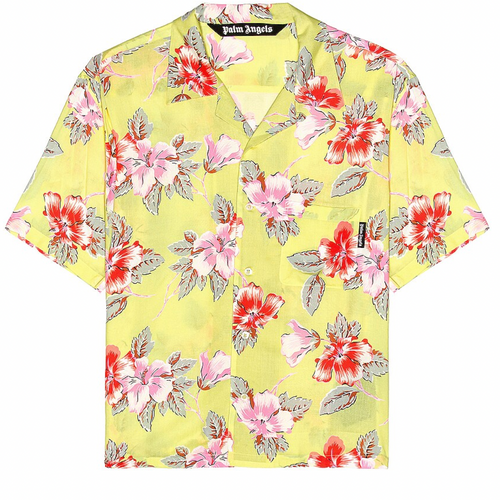 Palm Angels Hibiscus Bowling Shirt Yellow & White Brand New Size 42