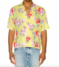 Palm Angels Hibiscus Bowling Shirt Yellow & White Brand New Size 46