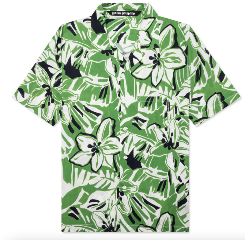 Palm Angels Macro Hibiscus Bowling Shirt Green Brand New Size 50