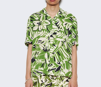 Palm Angels Macro Hibiscus Bowling Shirt Green Brand New Size 50