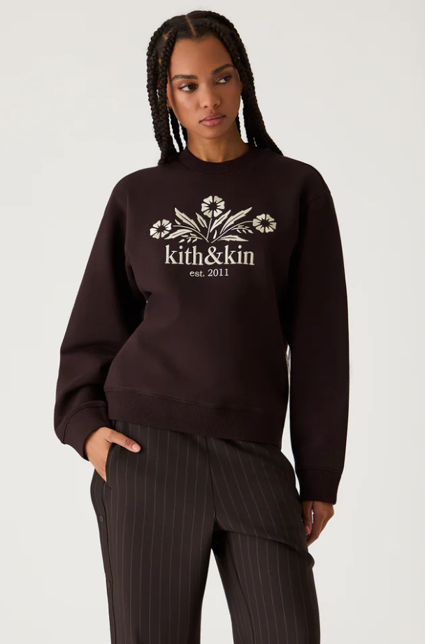 Kith Women's Ashwin Kith & Kin Bellflower Brown Crewneck Sweater Size XS