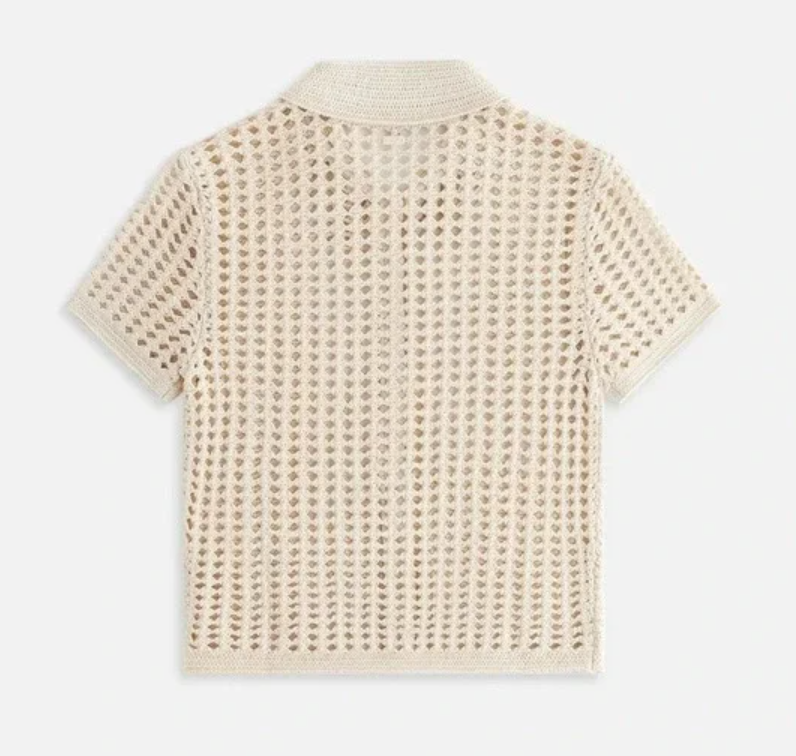 Kith Women's Rhea Knit Beige Polo Top Size Medium