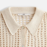 Kith Women's Rhea Knit Beige Polo Top Size XL