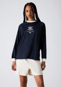 Kith Women's Ridley Crest 'NY To The World' Navy L/S Top Size Small