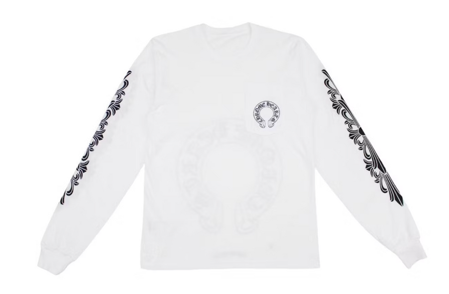 Chrome Hearts Floral Horseshoe Long Sleeve T-shirt White