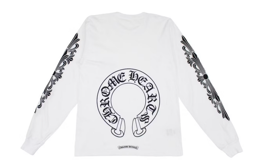 Chrome Hearts Floral Horseshoe Long Sleeve T-shirt White