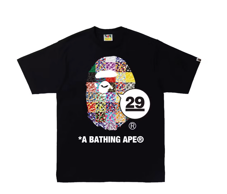 BAPE A Bathing Ape 29th Anniversary Ape Head Tee Black