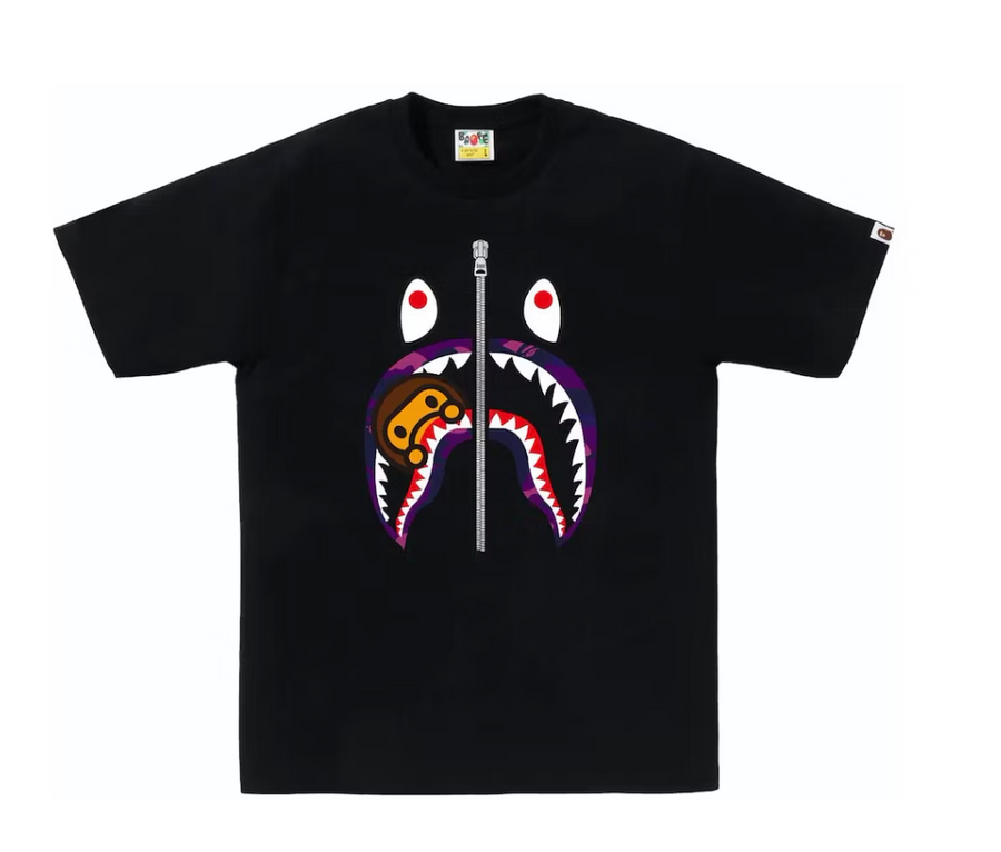 BAPE Color Camo Milo Shark Tee Black/Purple