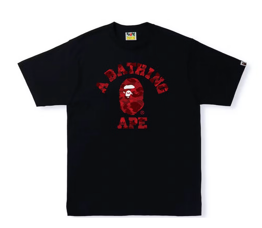 BAPE Color Camo College Tee Black Red