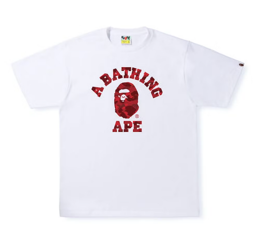 BAPE Color Camo College Tee White Red