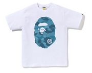 BAPE Honeycomb Camo Big Ape Head Tee White Blue