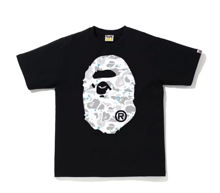 BAPE A Bathing Ape Space Camo Big Ape Head Tee Black