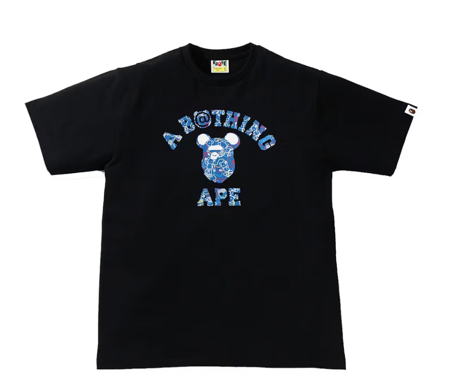 BAPE x Medicom Toy Bearbrick Camo Bear College Tee Black