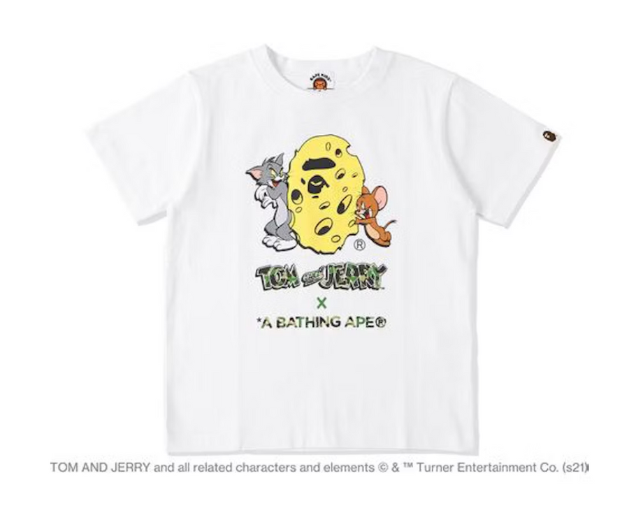 BAPE x Tom and Jerry Cheese Ape Head Womens Tee White