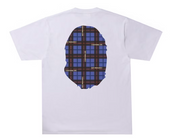 BAPE Logo Check Big Ape Head Tee White/Blue