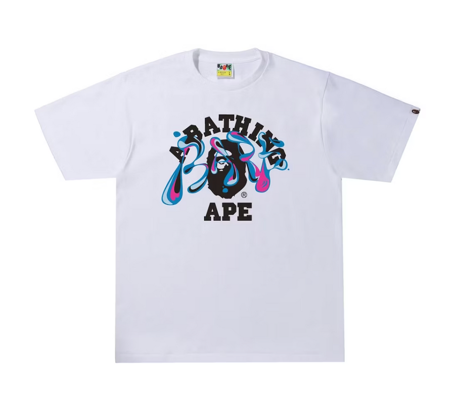 BAPE Marble Camo Liquid College Tee White