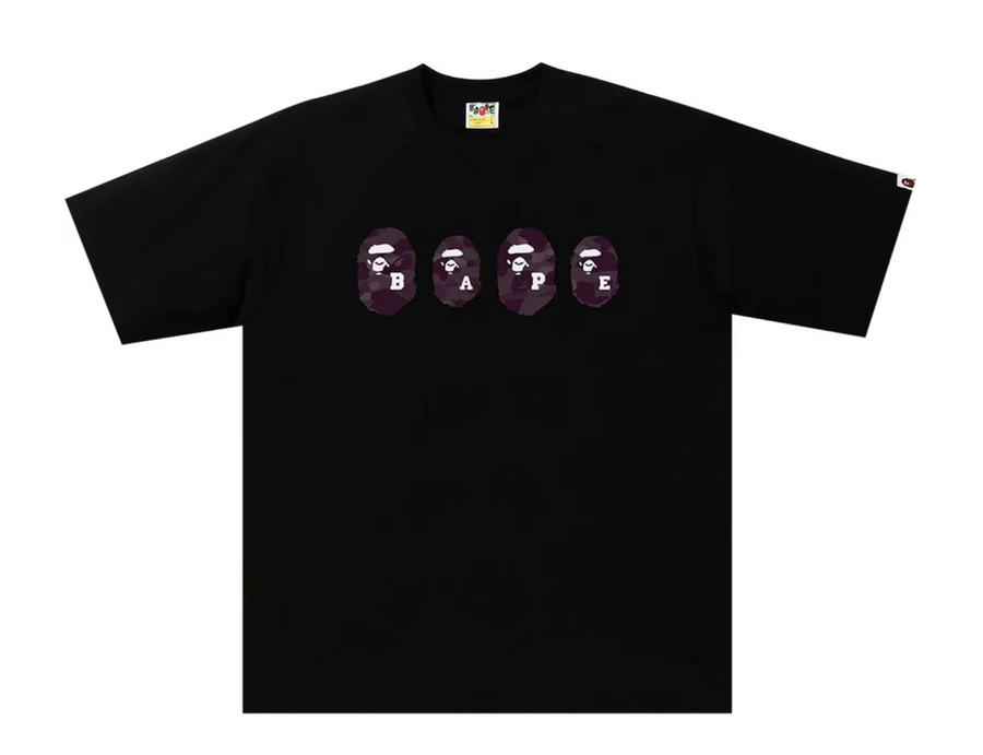 BAPE Color Camo Ape Head Relaxed Tee 'Black/Burgundy'