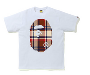 BAPE Check Big Ape Head Tee White/Red