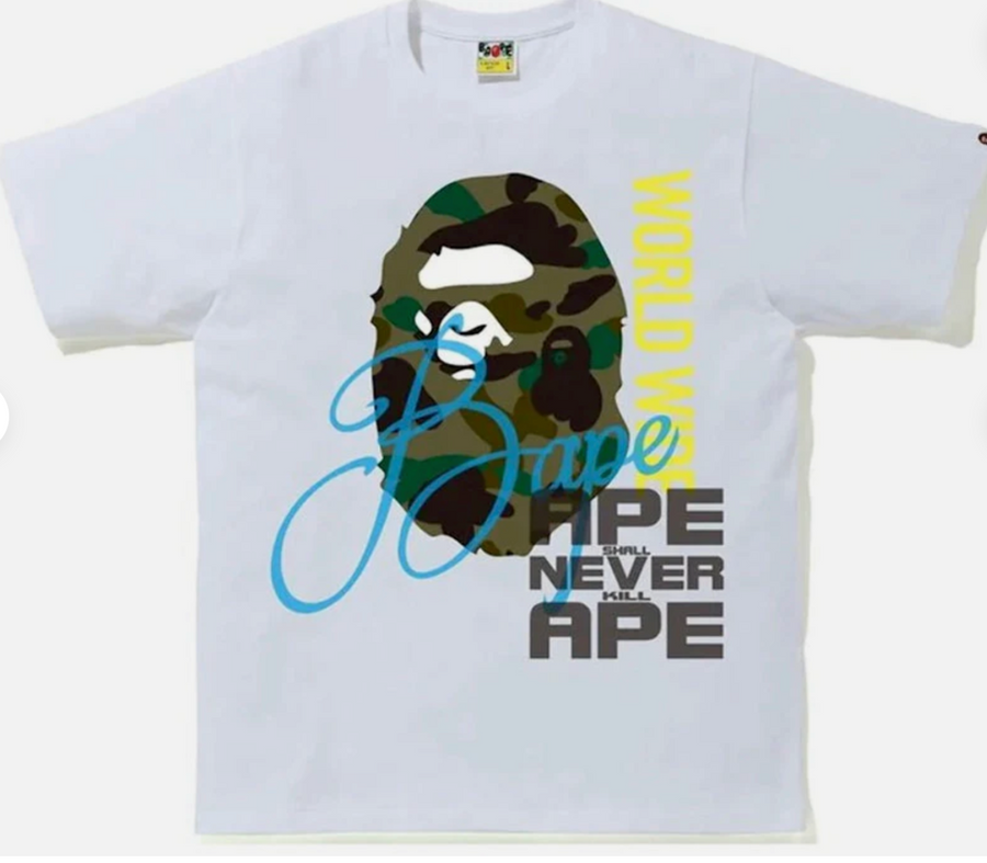 BAPE World Gone Mad Tee White/Green