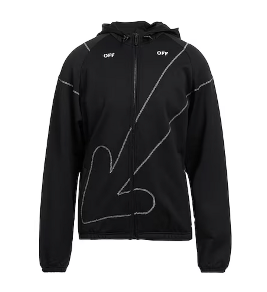 Off White Athletic Tech Zip Up Hoodie Black