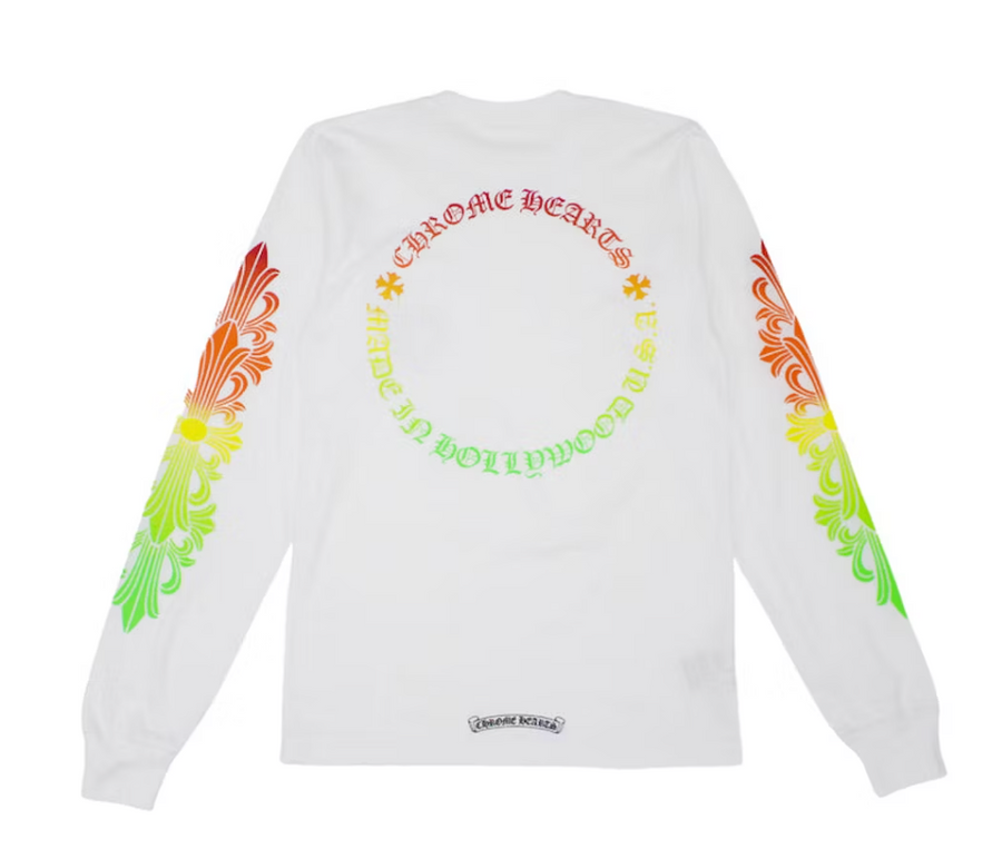 Chrome Hearts Floral Sleeve Gradient L/S T-shirt White