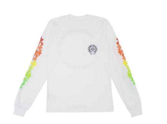Chrome Hearts Floral Sleeve Gradient L/S T-shirt White