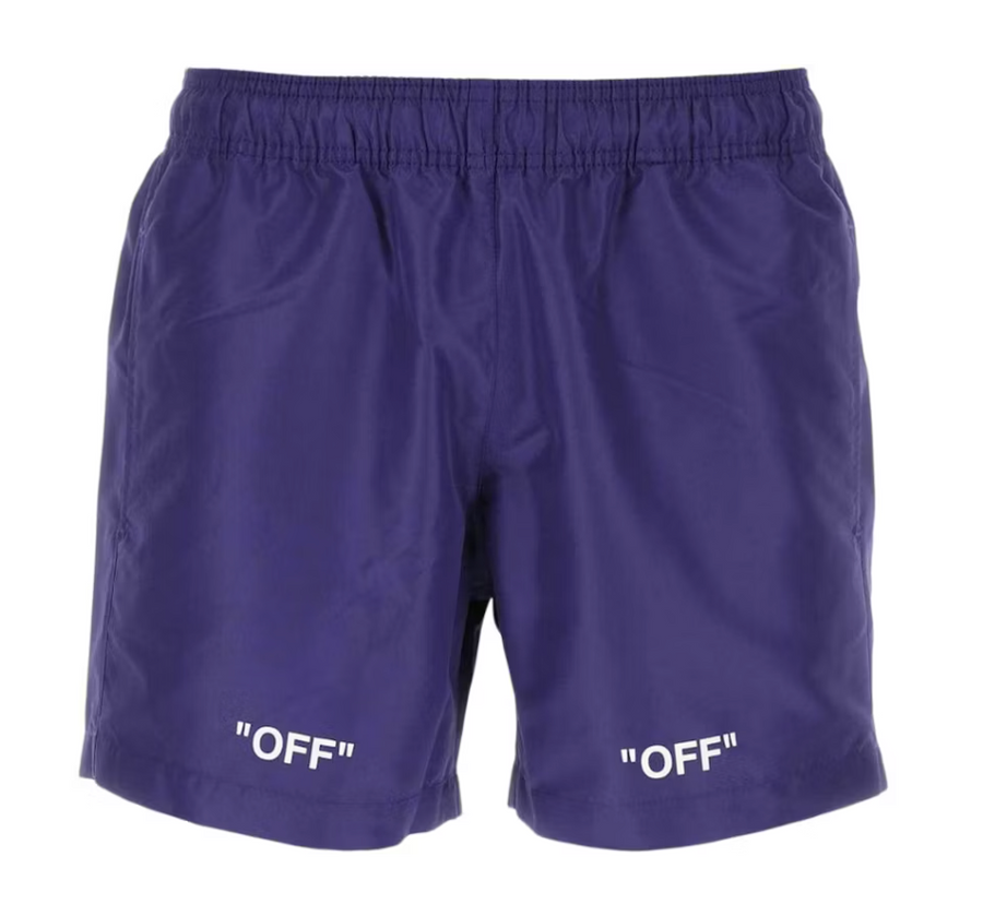 OFF-WHITE Off Logo Print Swim Shorts Electric Purple
