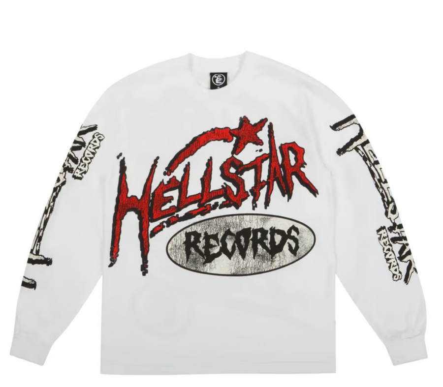Hellstar Studios Records Long Sleeve Tee Shirt White