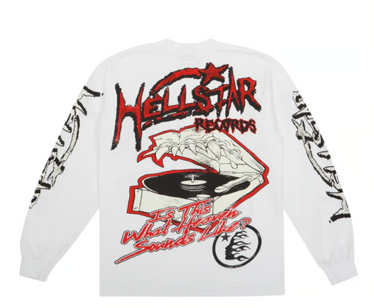 Hellstar Studios Records Long Sleeve Tee Shirt White