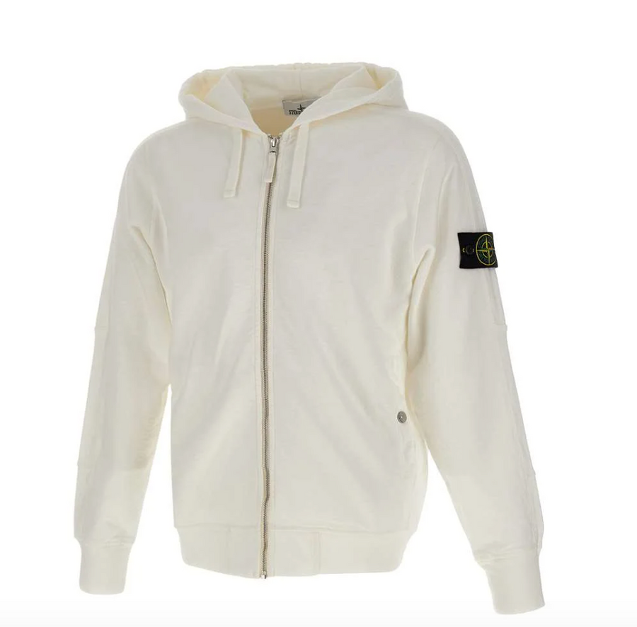 Stone Island Logo Patched Zip Hoodie Pistachio