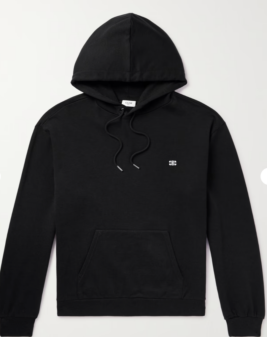 Celine Homme Logo-Embroidered Cotton and Cashmere-Blend Hoodie