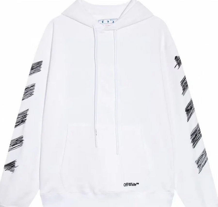 Off White Scribble Diag Boxy Hoodie White