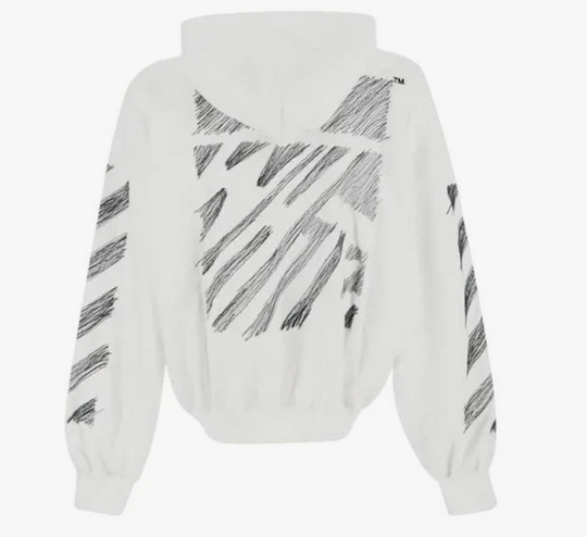 Off White Scribble Diag Boxy Hoodie White