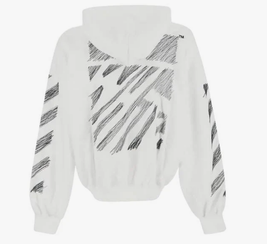 Off White Scribble Diag Boxy Hoodie White