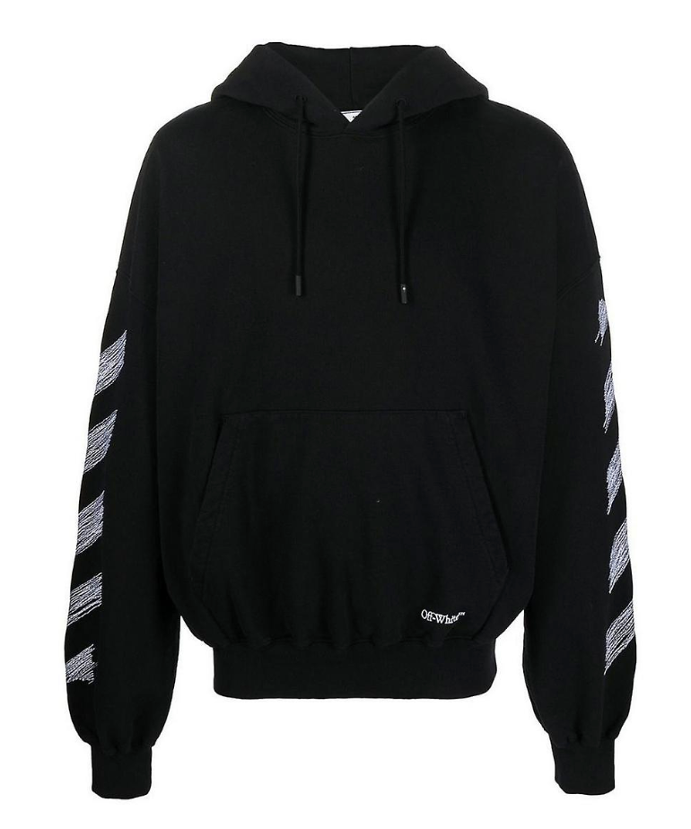 Off White Scribble Diag Boxy Hoodie Black