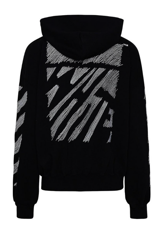 Off White Scribble Diag Boxy Hoodie Black