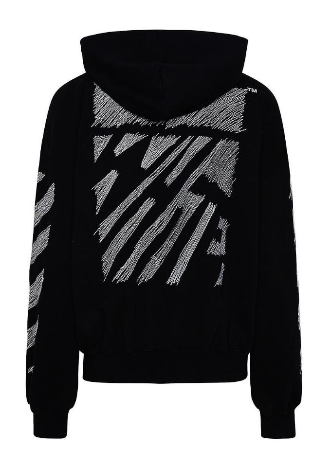 Off White Scribble Diag Boxy Hoodie Black