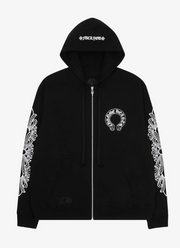Chrome Hearts Horseshoe Floral Fuck You Zip-Up Hoodie Black