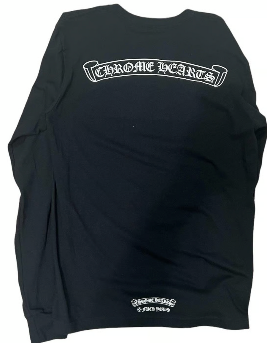 Chrome Hearts Scroll Logo Fuck You Long Sleeve Tee Black