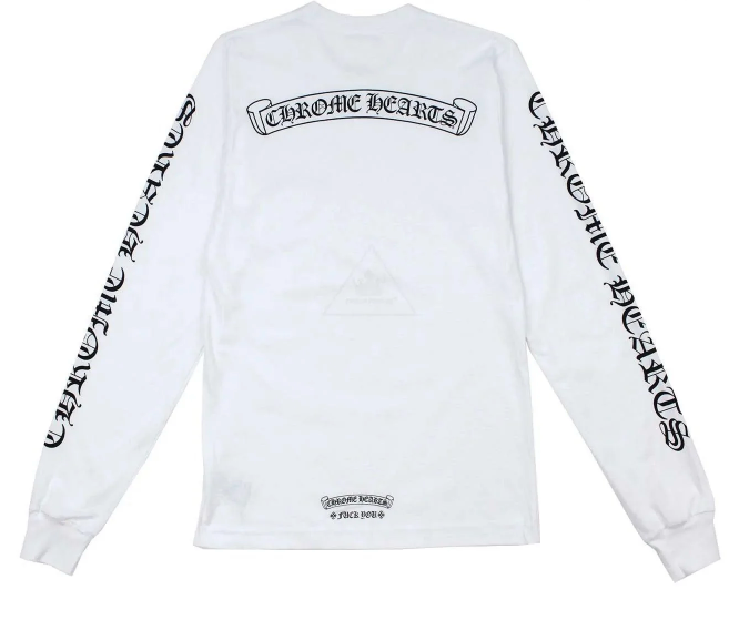 Chrome Hearts Scroll Logo Fuck You Long Sleeve Tee White
