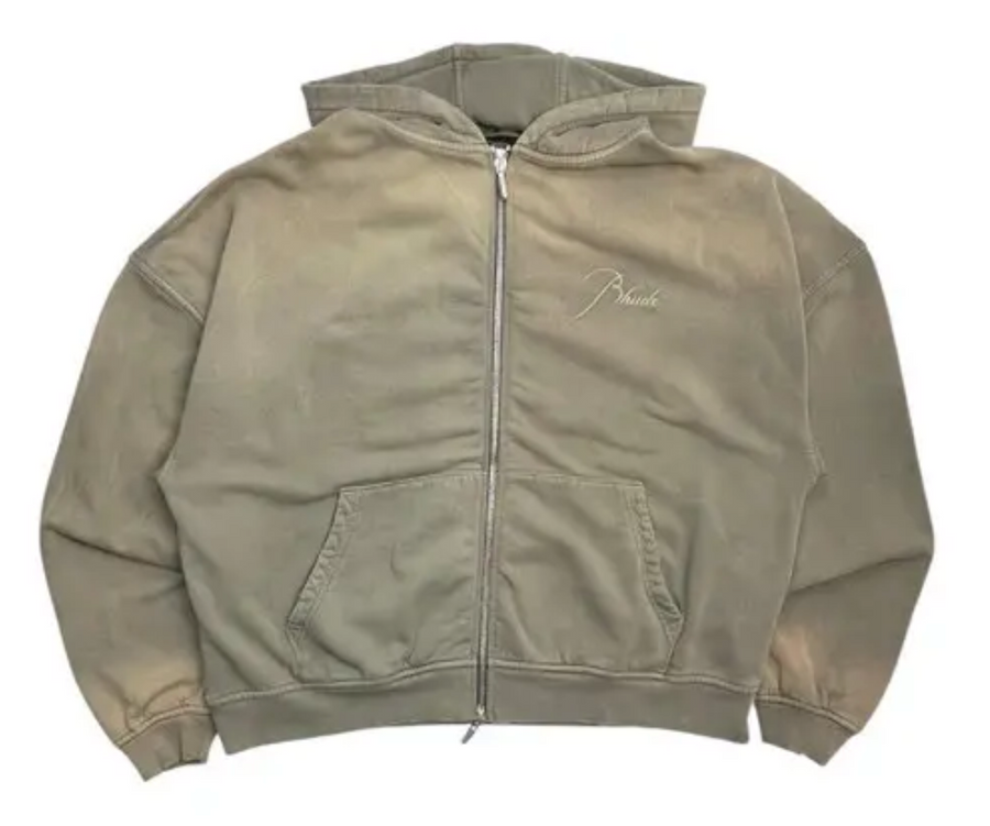 Rhude Zip Up Embroidered Logo Hoodie Sundry Elephant