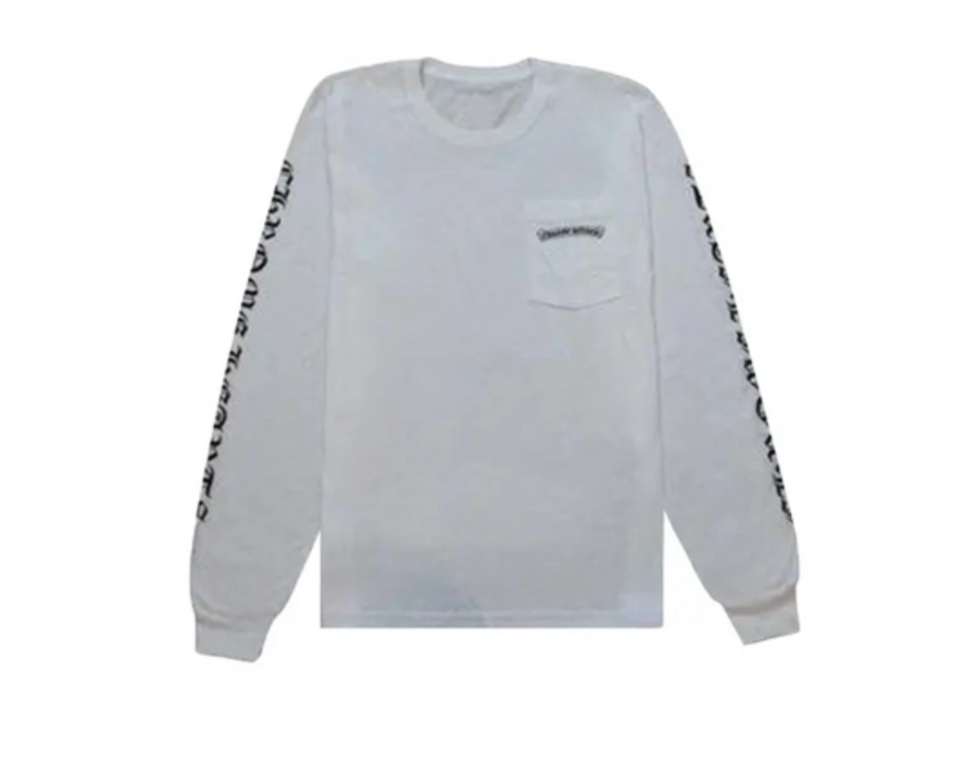 Chrome Hearts Scroll Logo Pocket Long Sleeve Shirt White