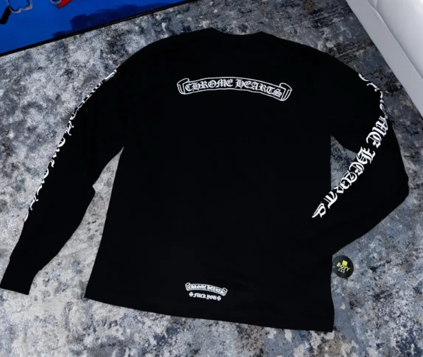 Chrome Hearts Scroll Logo F*** You L/S Black T-Shirt Size Medium