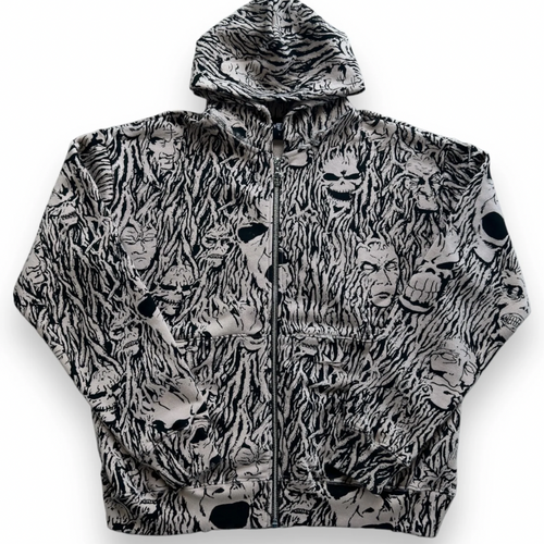 NEW Warren Lotas Exclusive 'Wall of Flesh' Beige & Black Zip-Up Hoodie XXL